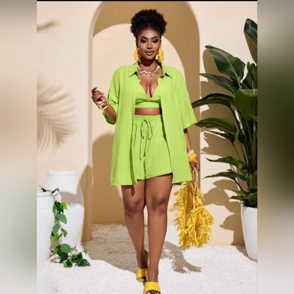 Slaydiva Plus Size 3pcs/Set Casual Vacation Outfit